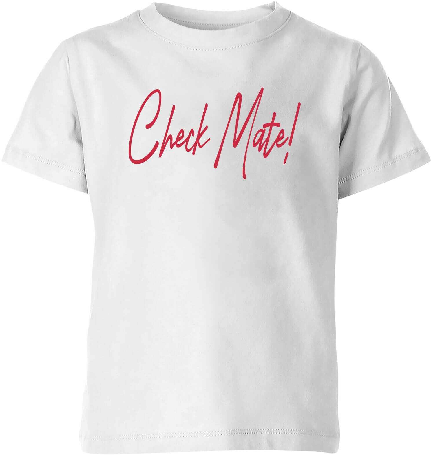 By IWOOT Check Mate! Script Text Kids' T-Shirt - White - 11-12 Years - White
