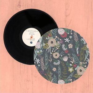 By IWOOT Dark Wild Flowers Turntable Slip Mat