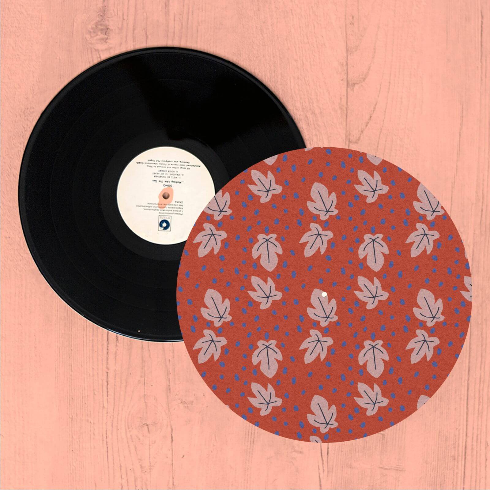 By IWOOT Red Leaves Turntable Slip Mat