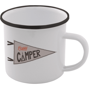 By IWOOT Happy Camper Enamel Mug – White By IWOOT Happy Camper Enamel Mug – White