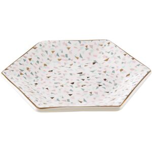 Premier Housewares Gozo Ceramic Dish - Gold Finish Rim - Small Premier Housewares Gozo Ceramic Dish - Gold Finish Rim - Small