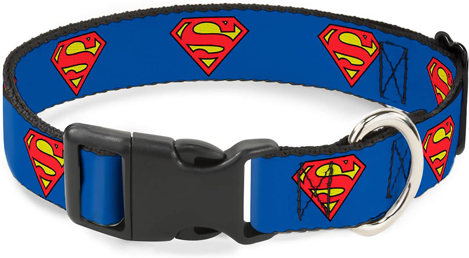 Buckle-Down DC Comics Superman Shield Plastic Clip Dog Collar - Blue (Various Sizes) - S/6-9 Inches