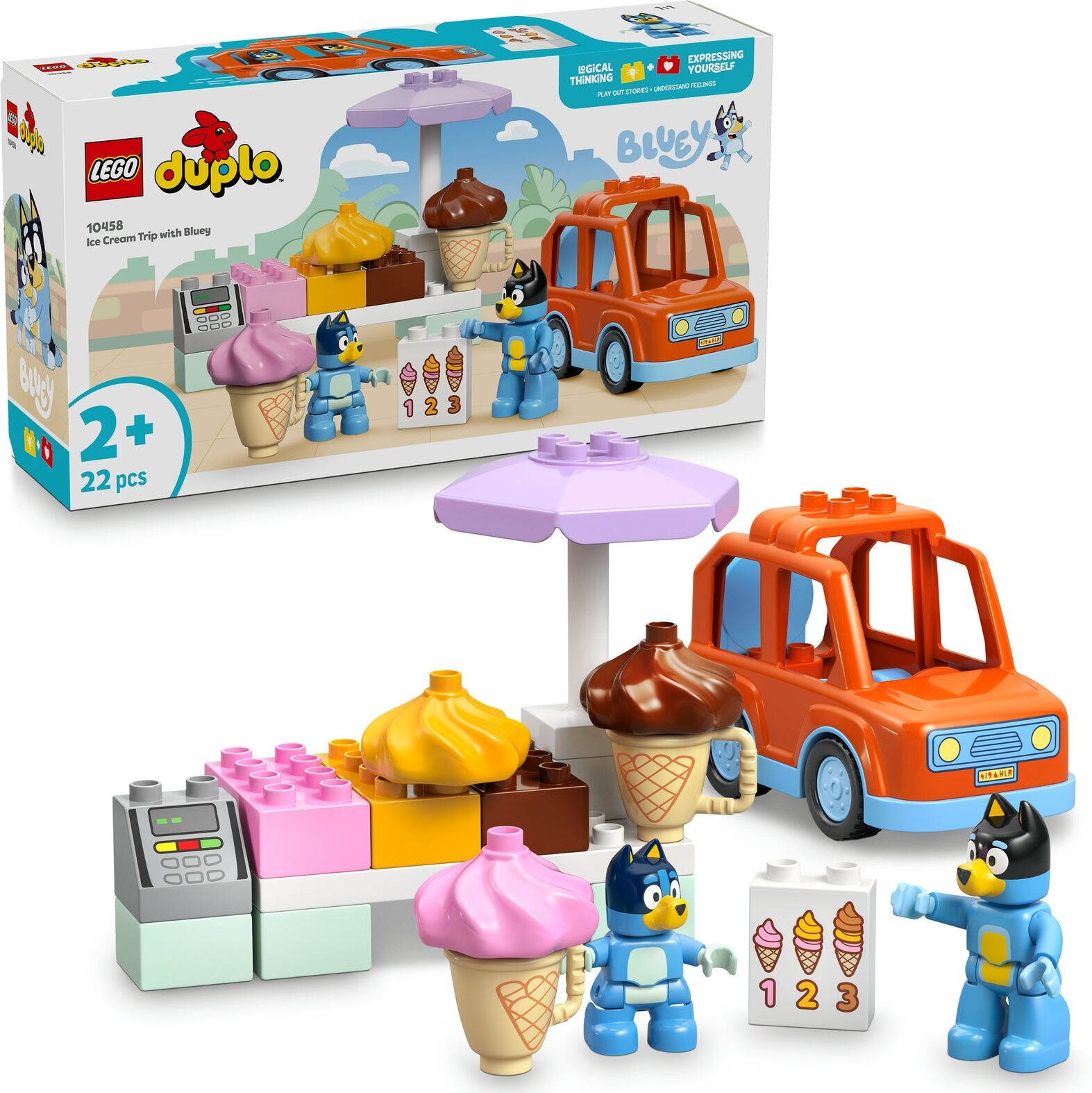LEGO® DUPLO® Bluey Ice Cream Trip with Bluey Toddler Toy 10458