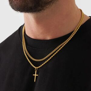 CRAFTD London Make Your Own Set (Gold) - Cross + Chain / Cuban 4mm (50cm)
