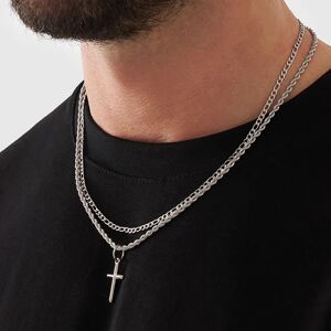 CRAFTD London Make Your Own Set (Silver) - Cross + Chain / Figaro 3mm (50cm)