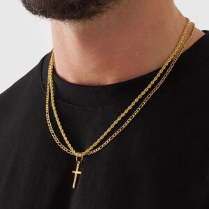 CRAFTD London Make Your Own Set (Gold) - Cross + Chain / Figaro 3mm (55cm)