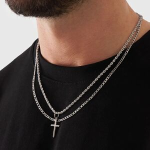 CRAFTD London Make Your Own Set (Silver) - Cross + Chain / Figaro 3mm (55cm)