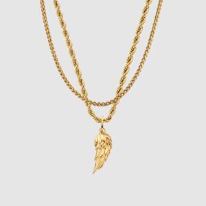 Gold Wing Pendant & Chain Set - Men's Jewelry Gift Sets   CRAFTD London
