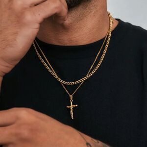 CRAFTD London Make Your Own Set (Gold) - Crucifix + Chain / Cuban 4mm (50cm)
