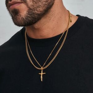 CRAFTD London Make Your Own Set (Gold) - Crucifix + Chain / Cuban 4mm (55cm)
