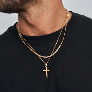 CRAFTD London Make Your Own Set (Gold) - Crucifix + Chain / Figaro 3mm (50cm)