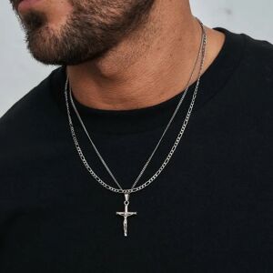 CRAFTD London Make Your Own Set (Silver) - Crucifix + Chain / Figaro 3mm (55cm)