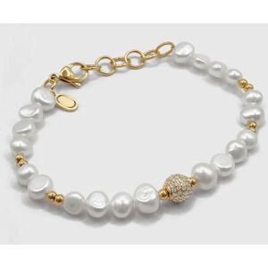 Pearls Iced Beaded Real Pearl Bracelet (Gold)