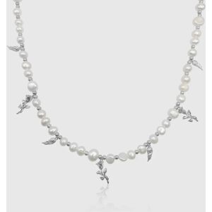 Pearls Pendant Real Pearl Necklace (Silver)