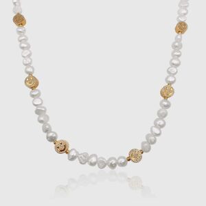 Pearls Iced Smiley Real Pearl Necklace (Gold)