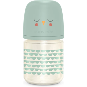 Suavinex Bonhomia Premium Baby Bottle - Glass, Silicone Teat, 120mL, Green Suavinex Bonhomia Premium Baby Bottle - Glass, Silicone Teat, 120mL, Green