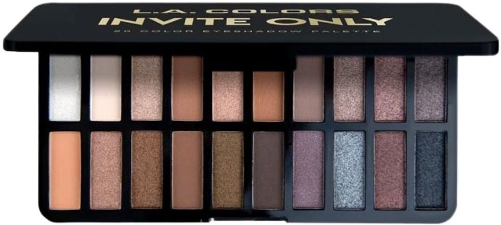 L.A. Colors 20 Color Eyeshadow Palette with Mattes, Shimmers, and Metallics 22g Invite Only