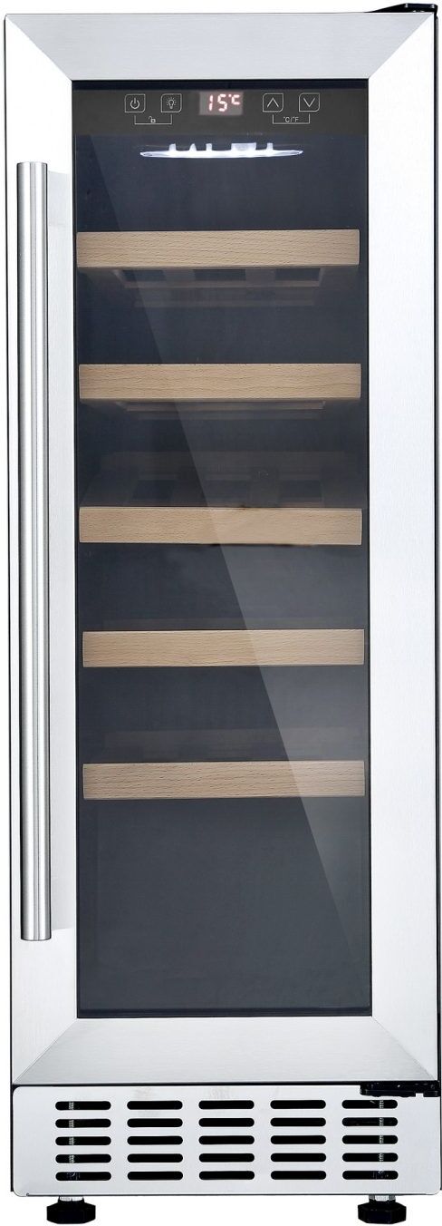 Cookology 20 Bottle Capacity Stainless Steel Wine Cooler with Wood Shelves