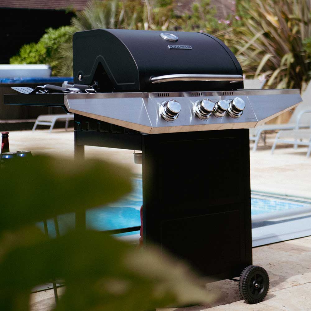 Cookology Tennessee Freestanding Outdoor Gas BBQ with Side Burner - Black