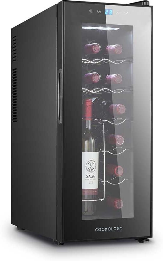 Cookology 12 Bottle Capacity Black Thermoelectric Wine Cooler