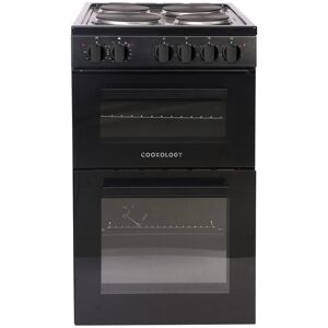 Cookology 50cm 62L Freestanding Double Cooker with Solid Plate Top - Black