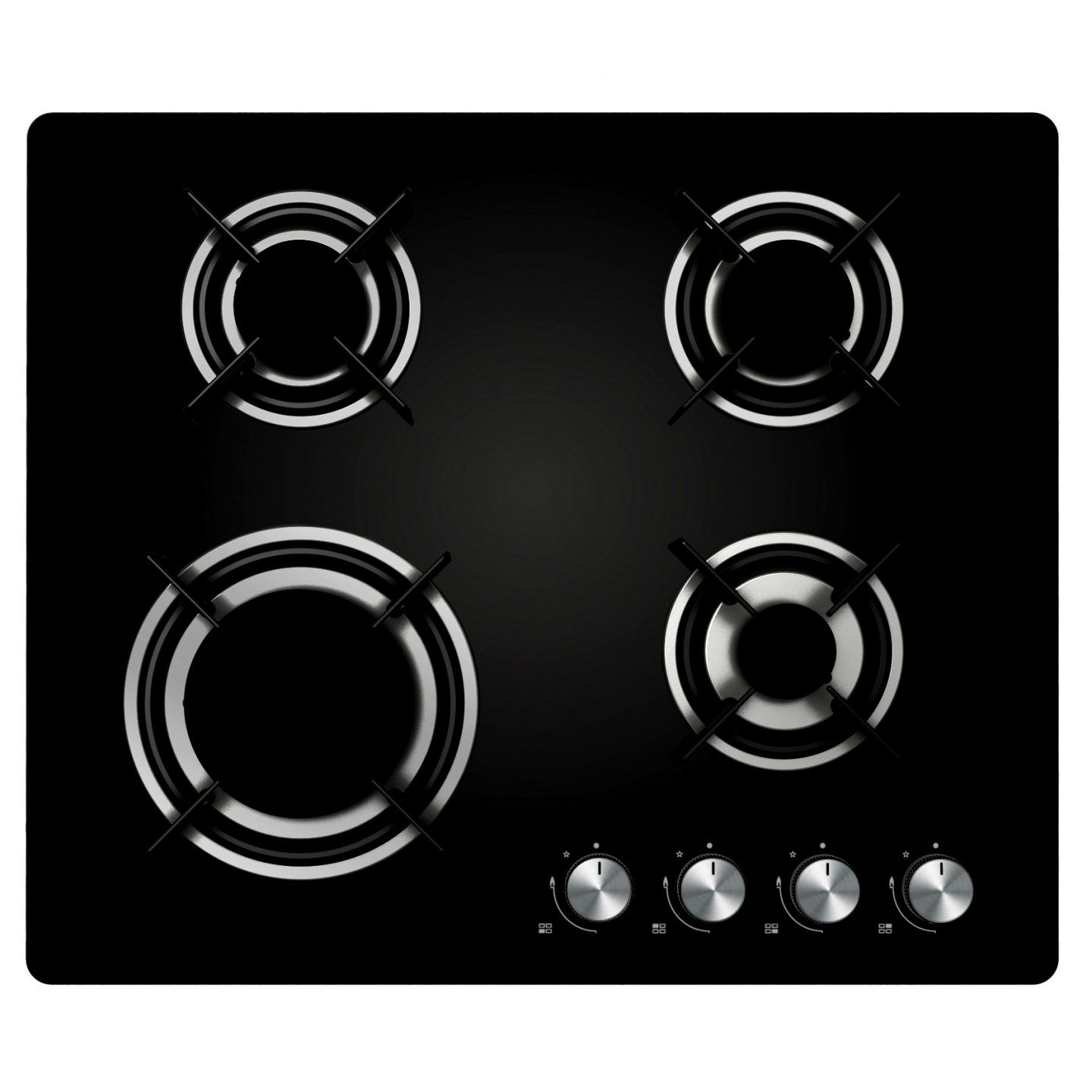 Cookology Gas-on-Glass Hob GGH600BK   60cm, Built-in, Black Glass & Auto Ignition