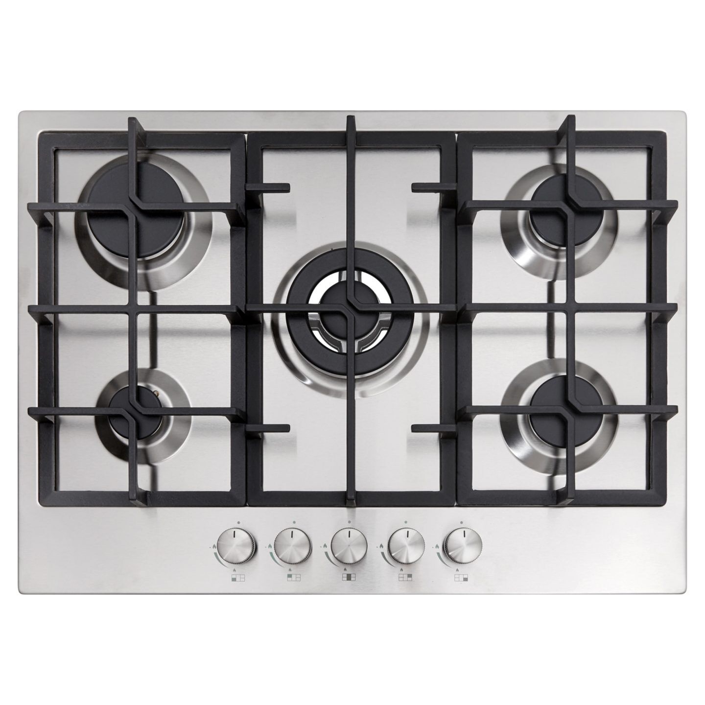 Cookology 70cm 5 Burner Gas Hob & Wok Burner - Stainless Steel