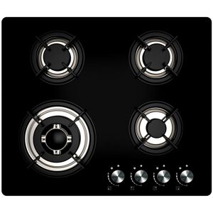 Cookology 60cm Black Glass 4 Burner Gas Hob with Cast Iron Pan Supports Cookology 60cm Black Glass 4 Burner Gas Hob with Cast Iron Pan Supports