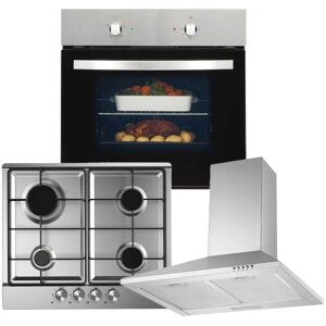 Cookology Fan Forced Oven, Gas Hob & 60cm Chimney Hood Pack - Stainless Steel Cookology Fan Forced Oven, Gas Hob & 60cm Chimney Hood Pack - Stainless Steel