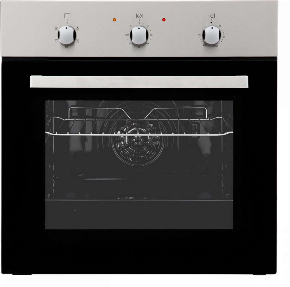 Cookology 60cm Built In Electric Fan Oven - Integrated Single Fan Oven with Mechanical Timer & Grill - Stainless Steel