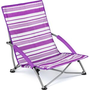 Leisure Sisken Low Folding Beach Chair Purple Stripe