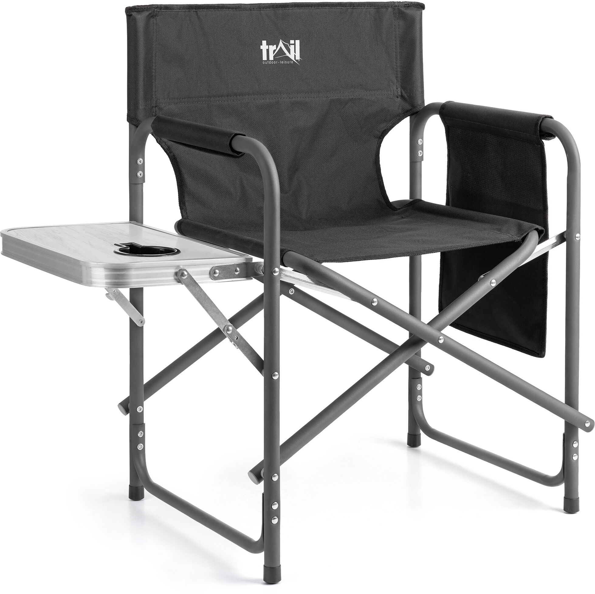Leisure Folding Directors Chair With Side Table Black