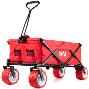 Leisure Trail Folding Camping Beach Trolley with All Terrain Wheels - Red Red