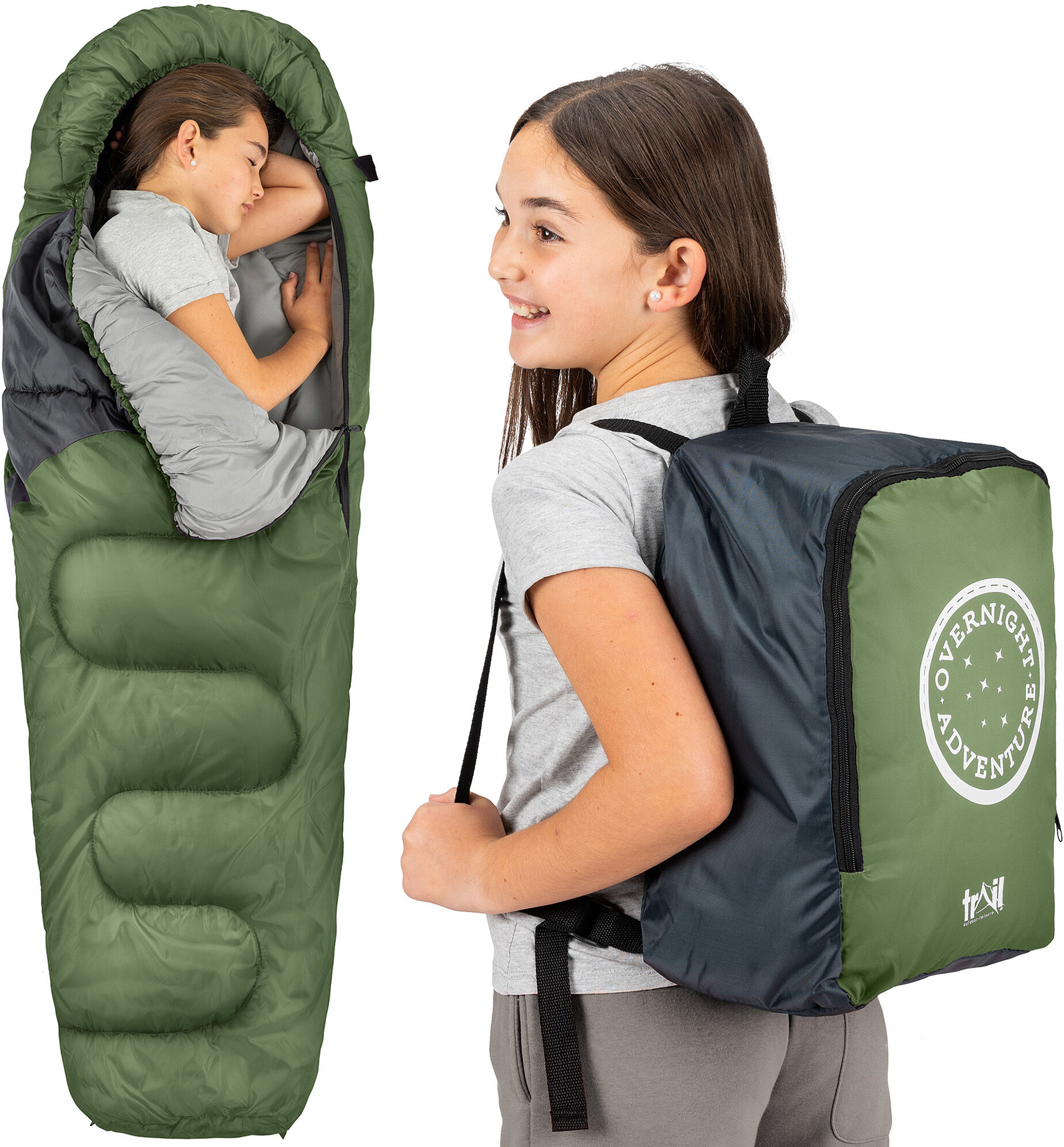 Leisure Kids Mummy Sleeping Bag Khaki
