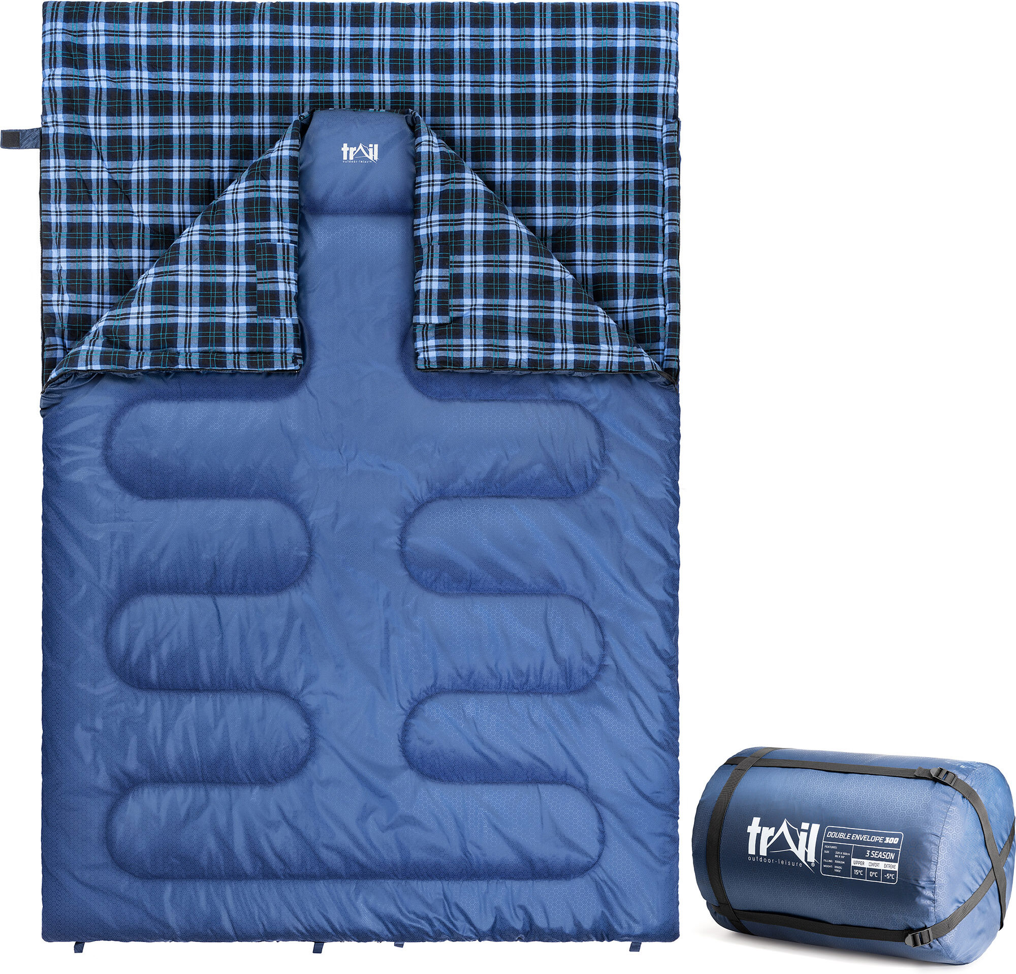 Leisure Cotton Double Sleeping Bag 300 Blue