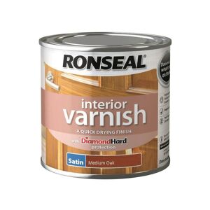 Ronseal Interior Varnish Satin Medium Oak - 250ml Brown