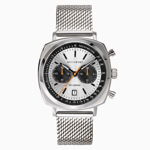 Accurist Accurist Men's Retro Racer Watch   Silver Case & Stainless Steel Mesh Bracelet with Silver Dial   7365