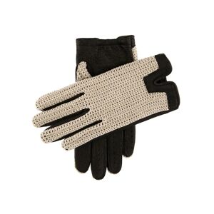Dents Men's Crochet Back Peccary Leather Gloves In Black Size L