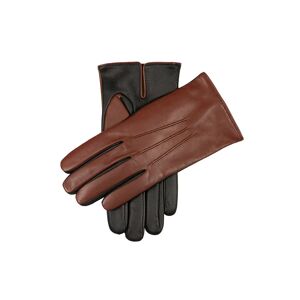 Dents Men'S Cashmere Lined Two Colour Touchscreen Leather Gloves In Black/eng Tan/beige Size 10. 5