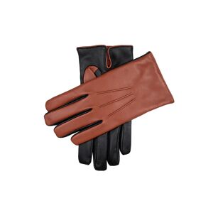 Dents Men'S Cashmere Lined Two Colour Touchscreen Leather Gloves In Black/high Tan/black Size 10. 5