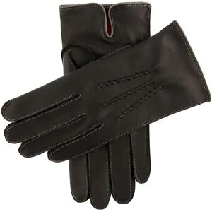 Dents Men's Cashmere Lined Leather Gloves With Contrasting Detail In Black/grey Size 8