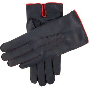 Dents Men's Cashmere Lined Leather Gloves With Contrasting Detail In Navy/red/red (Red) Size 11