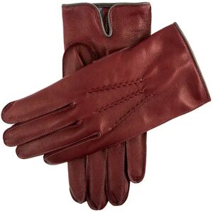 Dents Men's Cashmere Lined Leather Gloves With Contrasting Detail In Claret/grey/grey/pewter Size 8