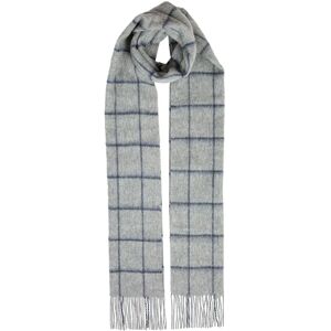 Dents Men'S Window Pane Checked Lambswool Scarf In Dove Grey/ Navy Size One Size