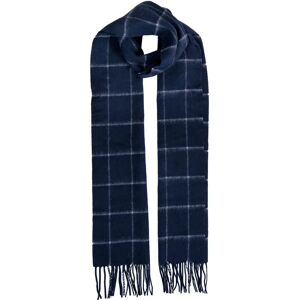 Dents Men'S Window Pane Checked Lambswool Scarf In Navy/ Ecru Size One Size