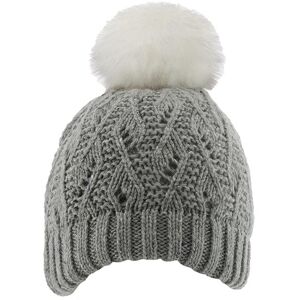 Dents Women's Lace Knit Hat With Faux Fur Pom Pom In Dove Grey Size One