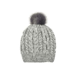 Dents Women'S Classic Cable Knit Hat With Faux Fur Pom Pom In Dove Grey Size One