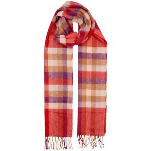 Dents Check Cashmere Scarf With Gift Box In Berry Size One