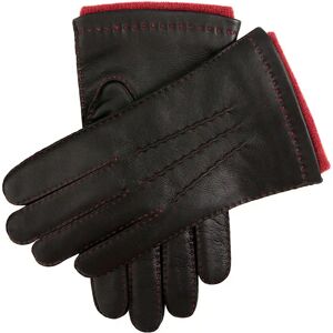 Dents Men's Handsewn Contrast Colour Cashmere Lined Leather Gloves In Black (Rust) Size 10