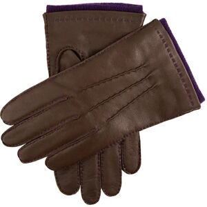 Dents Men's Handsewn Contrast Colour Cashmere Lined Leather Gloves In Brown (Amethyst) Size 8. 5